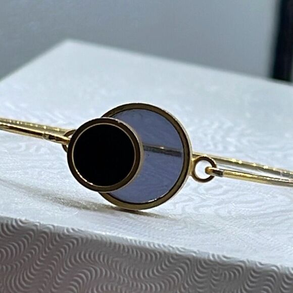 Vintage double glass circles hook front bracelet - Picture 3 of 7